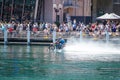 WaterBike ride by Robbie Maddison Australian stunt rider, the image shows how to ride his dirt bike on water in action. Royalty Free Stock Photo